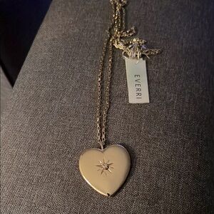 Brass glass heart pendant necklace NEW